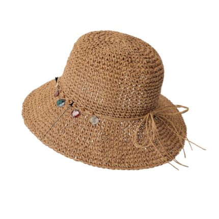 Buneria Beach Sun Hat for Women Foldable Straw Bucket Hat – Khaki Shell